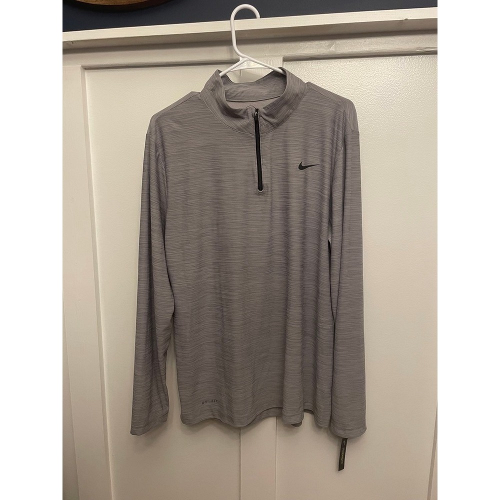 Nike Pullover Mens Large Grey NEW Quarter-Zip Breathe Dri-FIT Long Sleeve Top